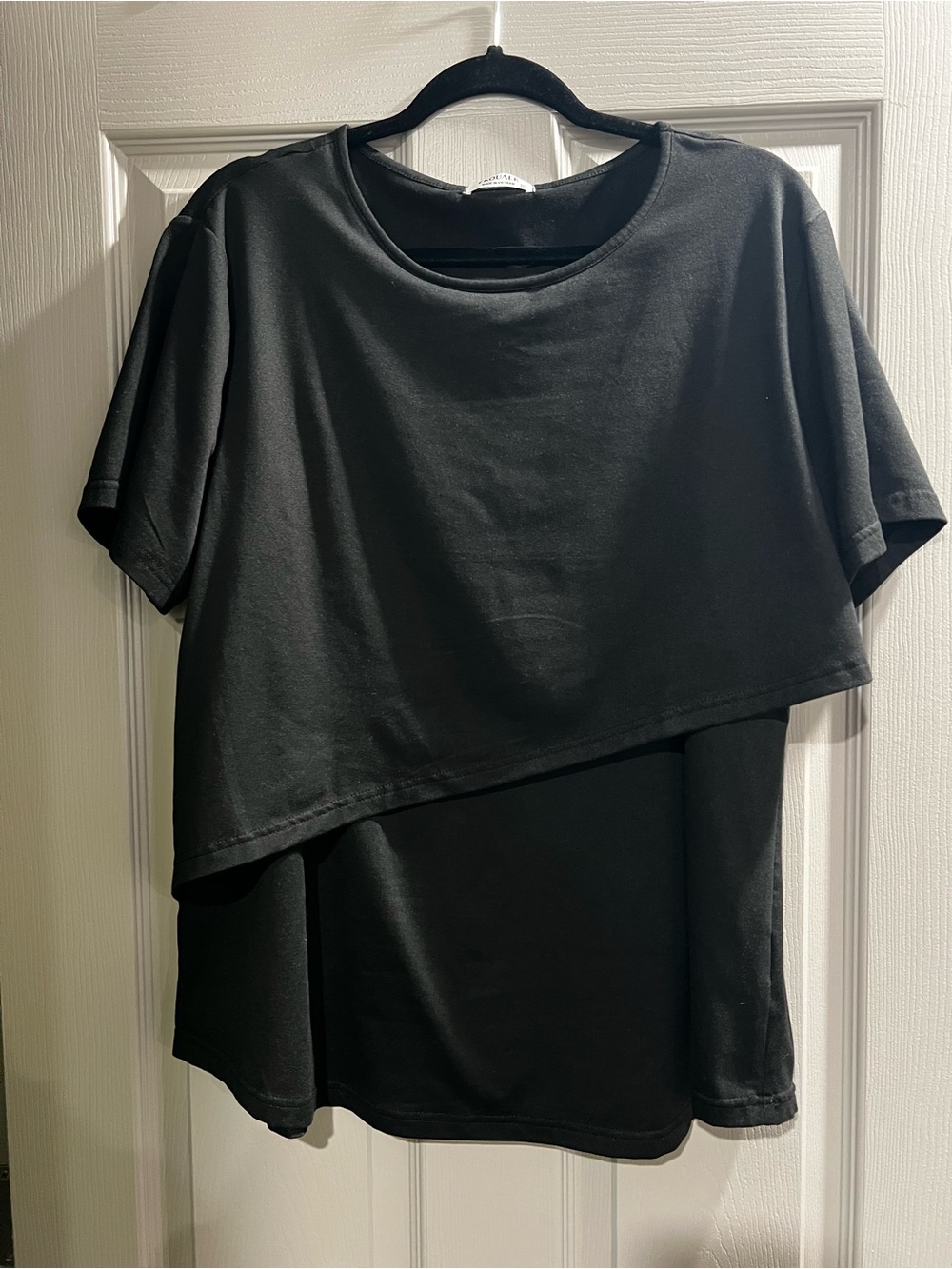 Black Layered Short-Sleeve Women's Top